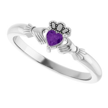 Sterling Silver Amethyst Claddagh Ring for Women 5