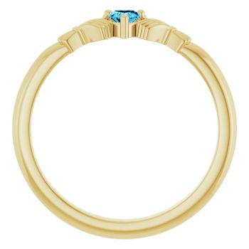 Women's Heart Aquamarine Claddagh Ring in 14K Gold 2