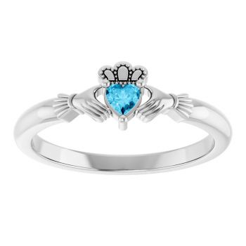 Aquamarine Claddagh Ring for Women in Sterling Silver 3