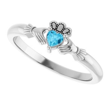 Aquamarine Claddagh Ring for Women in Sterling Silver 5