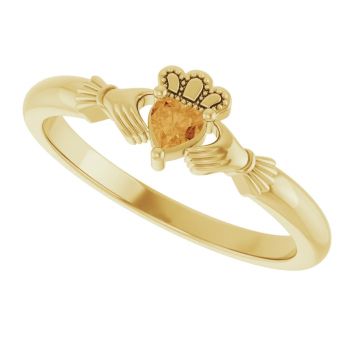14K Gold Citrine Gemstone Claddagh Ring for Women 5
