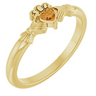 14K Gold Citrine Gemstone Claddagh Ring for Women