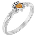 Citrine Claddagh Ring for Women in 14K White Gold