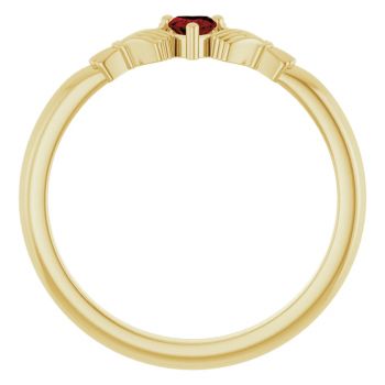 Garnet Claddagh Ring in 14K Gold for Women 2
