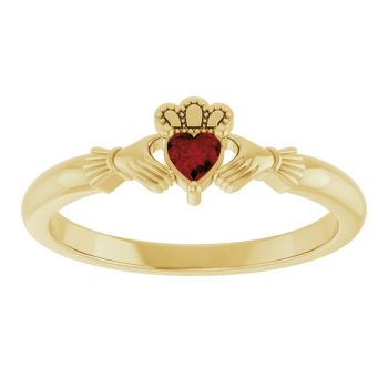 Garnet Claddagh Ring in 14K Gold for Women 3