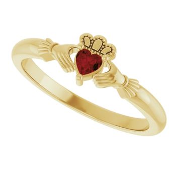 Garnet Claddagh Ring in 14K Gold for Women 5