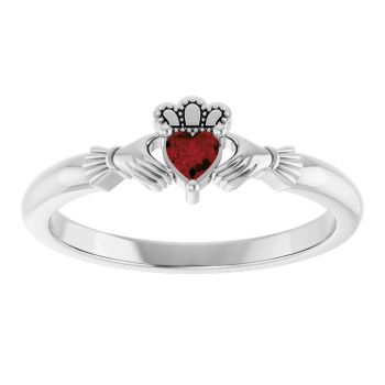 Sterling Silver Garnet Claddagh Ring for Women 3