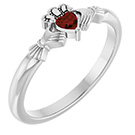 Women's 14K White Gold Garnet Claddagh Ring