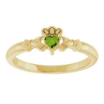 Women's 14K Gold Peridot Claddagh Ring 3