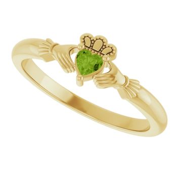 Women's 14K Gold Peridot Claddagh Ring 5