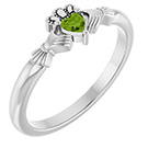 Peridot Claddagh Heart Ring for Women in Sterling Silver