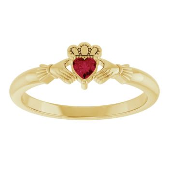 14K Gold Heart Ruby Claddagh Ring for Women 3