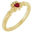 14K Gold Heart Ruby Claddagh Ring for Women