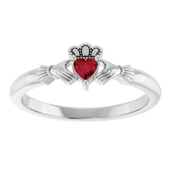 Sterling Silver Ruby Gemstone Claddagh Ring for Women 3