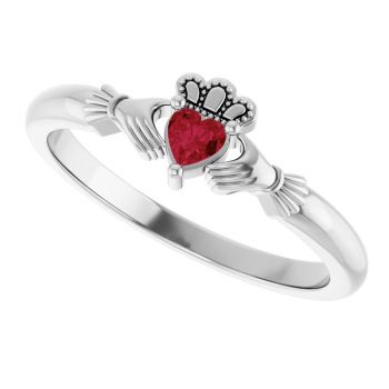 Sterling Silver Ruby Gemstone Claddagh Ring for Women 5