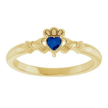 Heart Sapphire Claddagh Ring for Women in 14K Gold 3