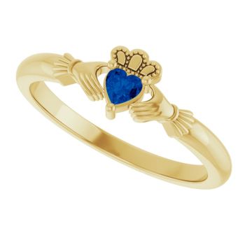 Heart Sapphire Claddagh Ring for Women in 14K Gold 5