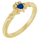 Heart Sapphire Claddagh Ring for Women in 14K Gold