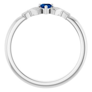 14K White Gold Heart Sapphire Claddagh Ring for Women 2