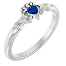 14K White Gold Heart Sapphire Claddagh Ring for Women