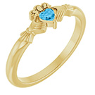 Women's Swiss Blue Topaz Claddagh Ring in 14K Gold