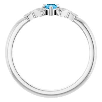 Swiss Blue Topaz Claddagh Ring in Sterling Silver for Women 2