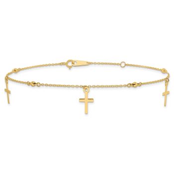 Cross Anklet, 14K Gold 3