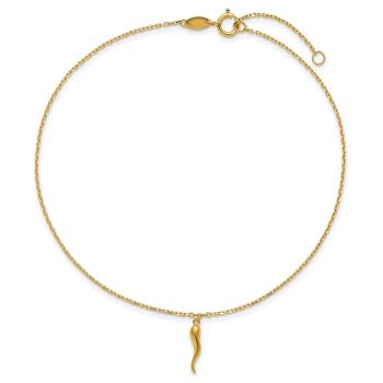 14K Gold Italian Horn Charm Anklet 4
