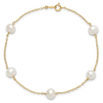 Freshwater Pearl Anklet, 14K Gold 4