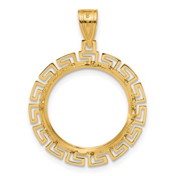 Greek Key Bezel Pendant for 1/10 Oz American Eagle Coin in 14K Gold 3