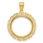 Greek Key Bezel Pendant for 1/10 Oz American Eagle Coin in 14K Gold