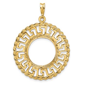 Greek Key Bezel Pendant w/ Rope Bezel for 1/10 Ounce American Eagle Coin 3