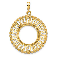 Greek Key Bezel Pendant w/ Rope Bezel for 1/10 Ounce American Eagle Coin