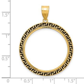 Black Greek Key Bezel Pendant for 1/2 Oz American Eagle Coin in 14K Gold 4