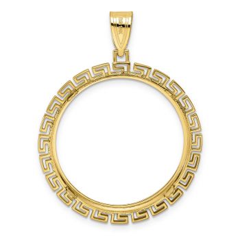 Greek Key Bezel Pendant for 1/2 Oz American Eagle Coin 14K Gold 3