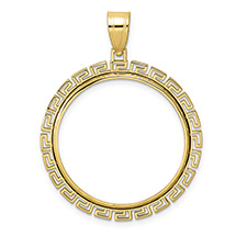 Greek Key Bezel Pendant for 1/2 Oz American Eagle Coin 14K Gold
