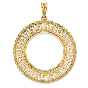 14K Gold Greek Key Bezel Pendant w/ Rope Border for 1/2 Oz American Eagle Coin 3