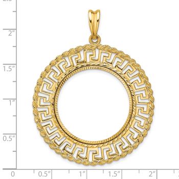14K Gold Greek Key Bezel Pendant w/ Rope Border for 1/2 Oz American Eagle Coin 4