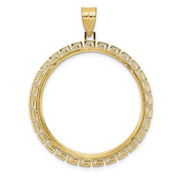 Greek Key Bezel Pendant in 14K Gold for 1 Oz American Eagle Coin 3