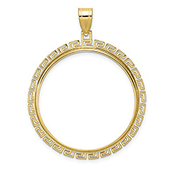 Greek Key Bezel Pendant in 14K Gold for 1 Oz American Eagle Coin