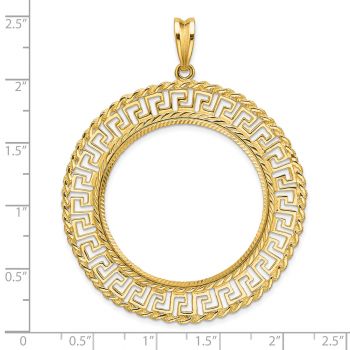 Greek Key Bezel Pendant w/ Rope Border for 1 Oz American Eagle Gold Coin 14K Gold 4