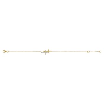 1/5 Carat Double Sideways Diamond Cross Bracelet in 14K Gold 2