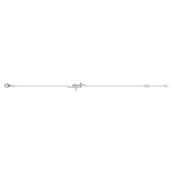14K White Gold 1/5 Carat Double Sideways Diamond Cross Bracelet 2