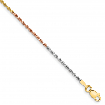 1.5mm 14K Tri-Color Gold Rope Bracelet