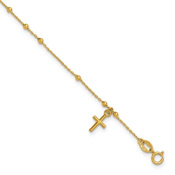 Beaded Italian Cross Bracelet in 14K Gold 2