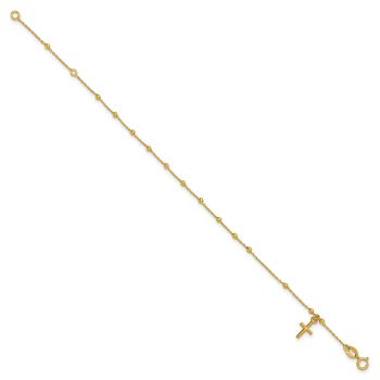 Beaded Italian Cross Bracelet in 14K Gold 3