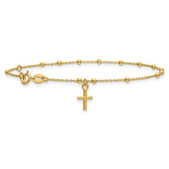 Beaded Italian Cross Bracelet in 14K Gold 4