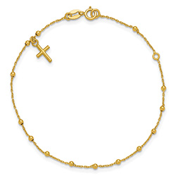 Beaded Italian Cross Bracelet in 14K Gold
