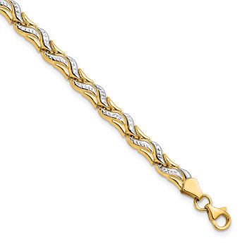 14K Two-Tone Gold Diamond-Cut Designer Bracelet 2