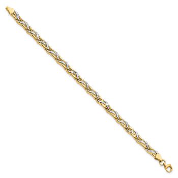 14K Two-Tone Gold Diamond-Cut Designer Bracelet 3